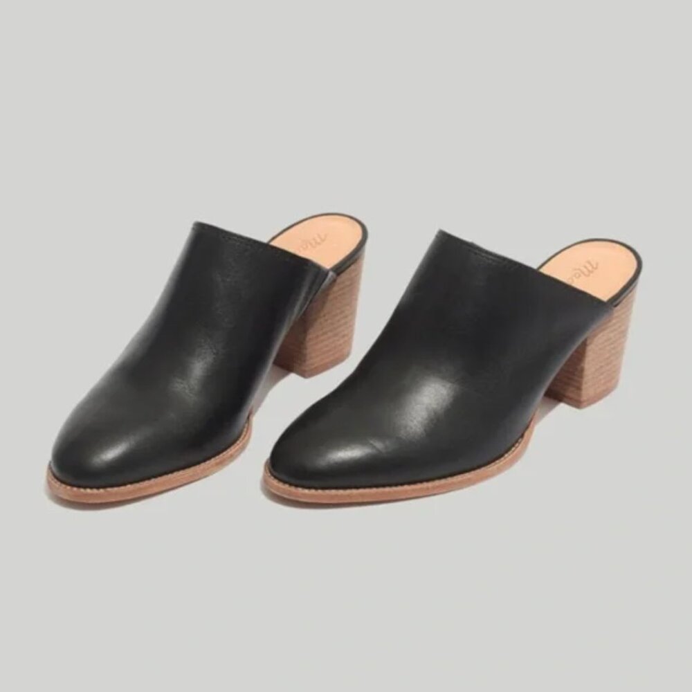 MADEWELL Leather Harper Mule Black - Size 9